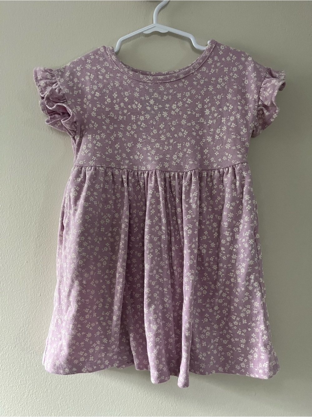 Cat & Jack Purple Floral Ruffle Sleeve Dress